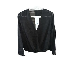 three eighty two Dara split sleeve black top